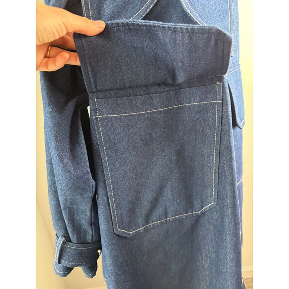 Psophia NWOT Denim Mini Dress Flower Brooch Size XS Luxury Designer Retro - Picture 11 of 13